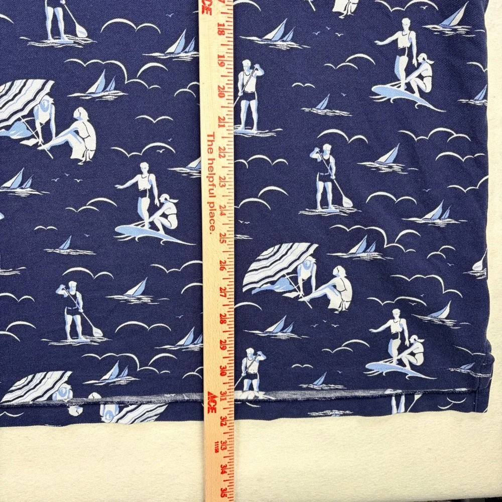 Polo Ralph Lauren Mens 3XB Navy Blue Nautical Beach Scene Pique Polo Shirt